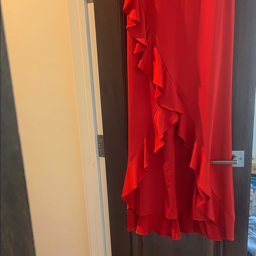 Asymmetrical Red Ruffle Dress - Picture 3 of 5